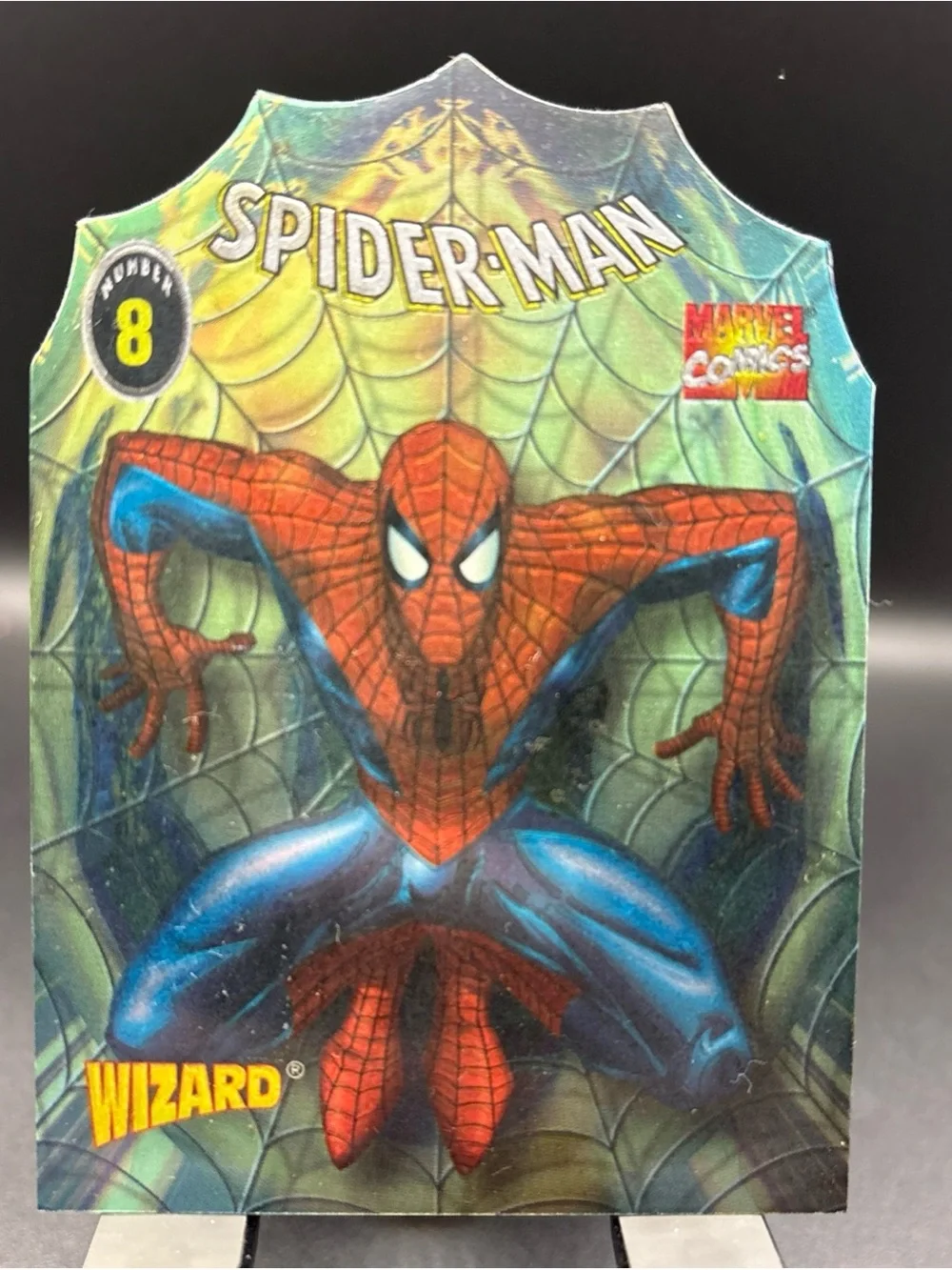1996 Fleer Skybox Marvel Comics Wizard Spider-Man Chromium Die-Cut Card #8